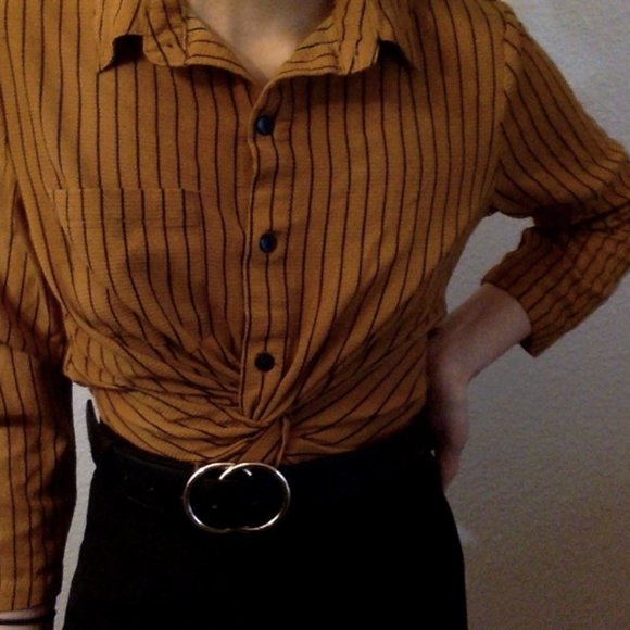 Striped Ochre Button Down Shirt - Picture 1 of 1